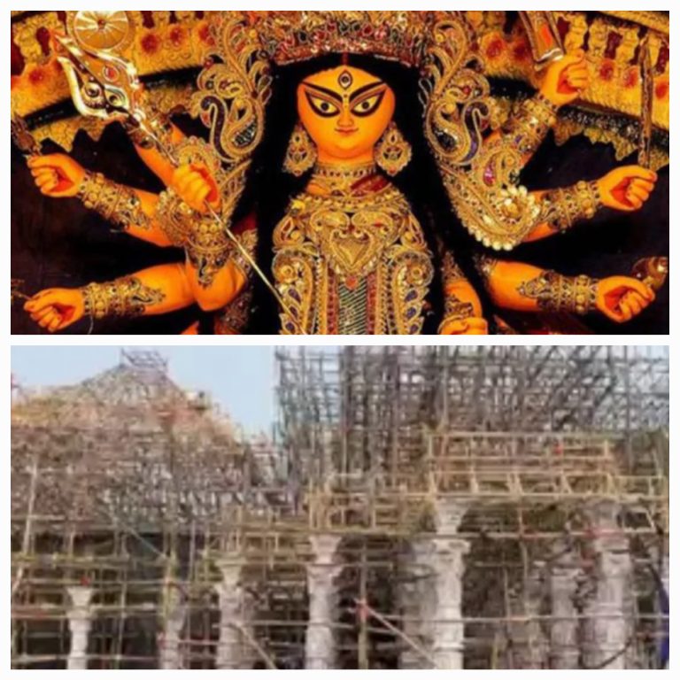 प्राचीन मंदिर का पंडाल