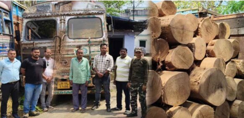 साल लकड़ी से भरा ट्रक जब्त