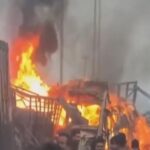 तीन ट्रकों में लगी आग