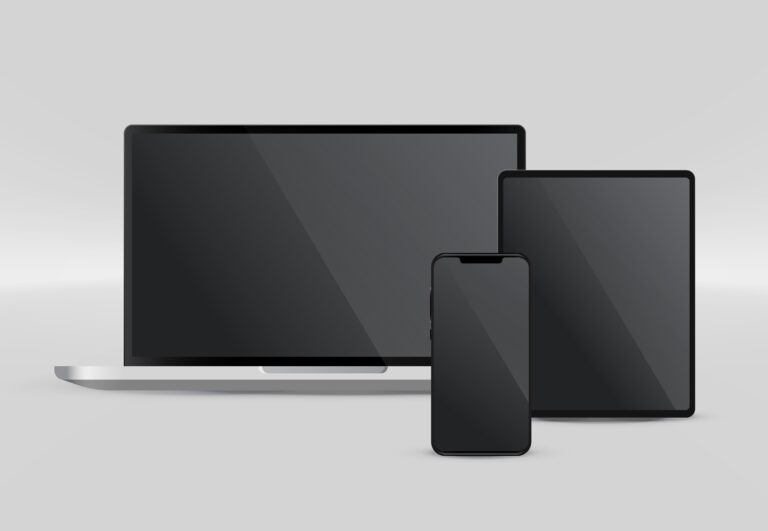 presentation display of laptop tablet and smartphone