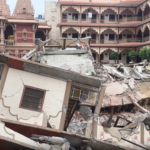 स्वामी नारायण मंदिर का हिस्सा ढहा