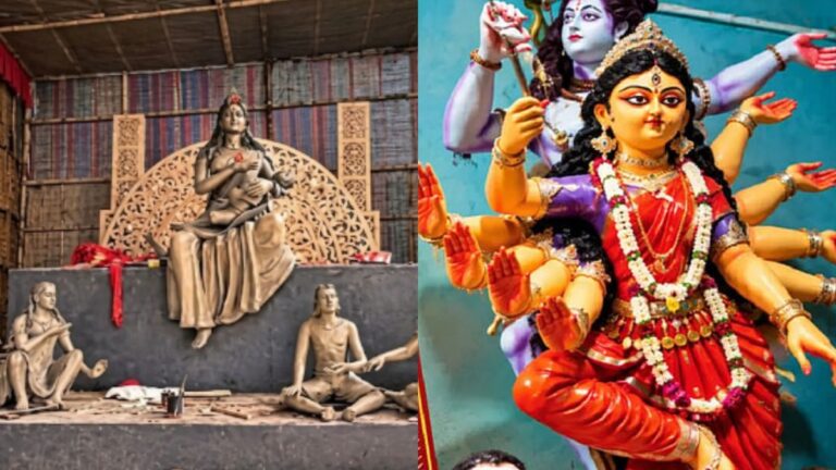 एआई की तस्वीर से मिट्टी की दुर्गा प्रतिमा गढ़कर दादू-पोते ने खींचा सबका ध्यान